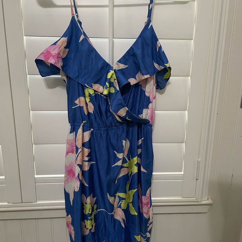 Floral Blue Ruffle Dress